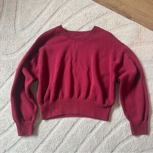 Aerie Crewneck Cropped Red Burgundy Sweater Sweatshirt Women's Medium
